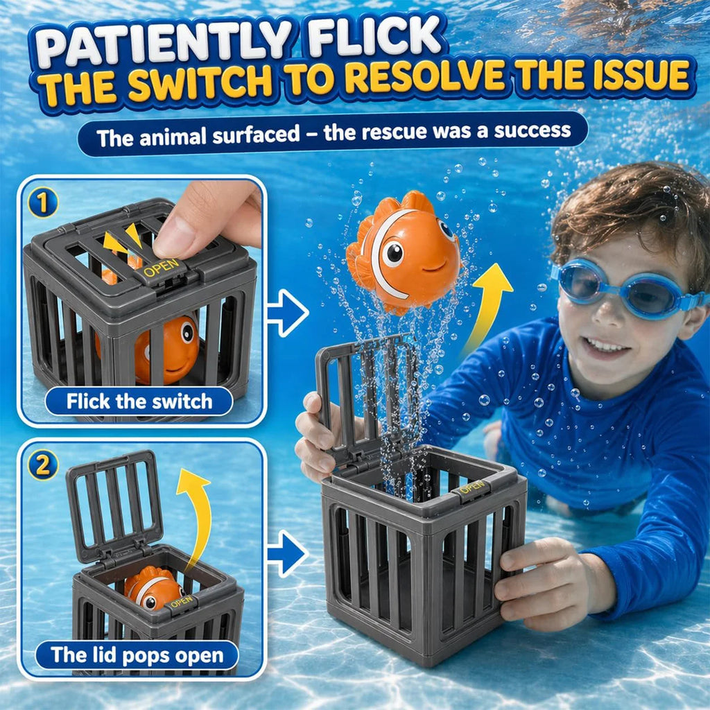 Diving Animal Cage Escape & Rescue Mission Pool Toy
