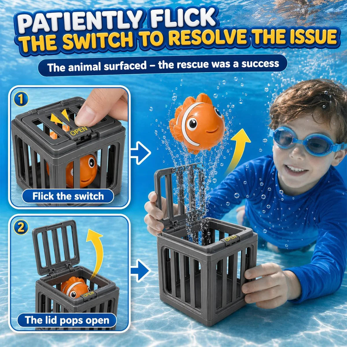 Diving Animal Cage Escape & Rescue Mission Pool Toy