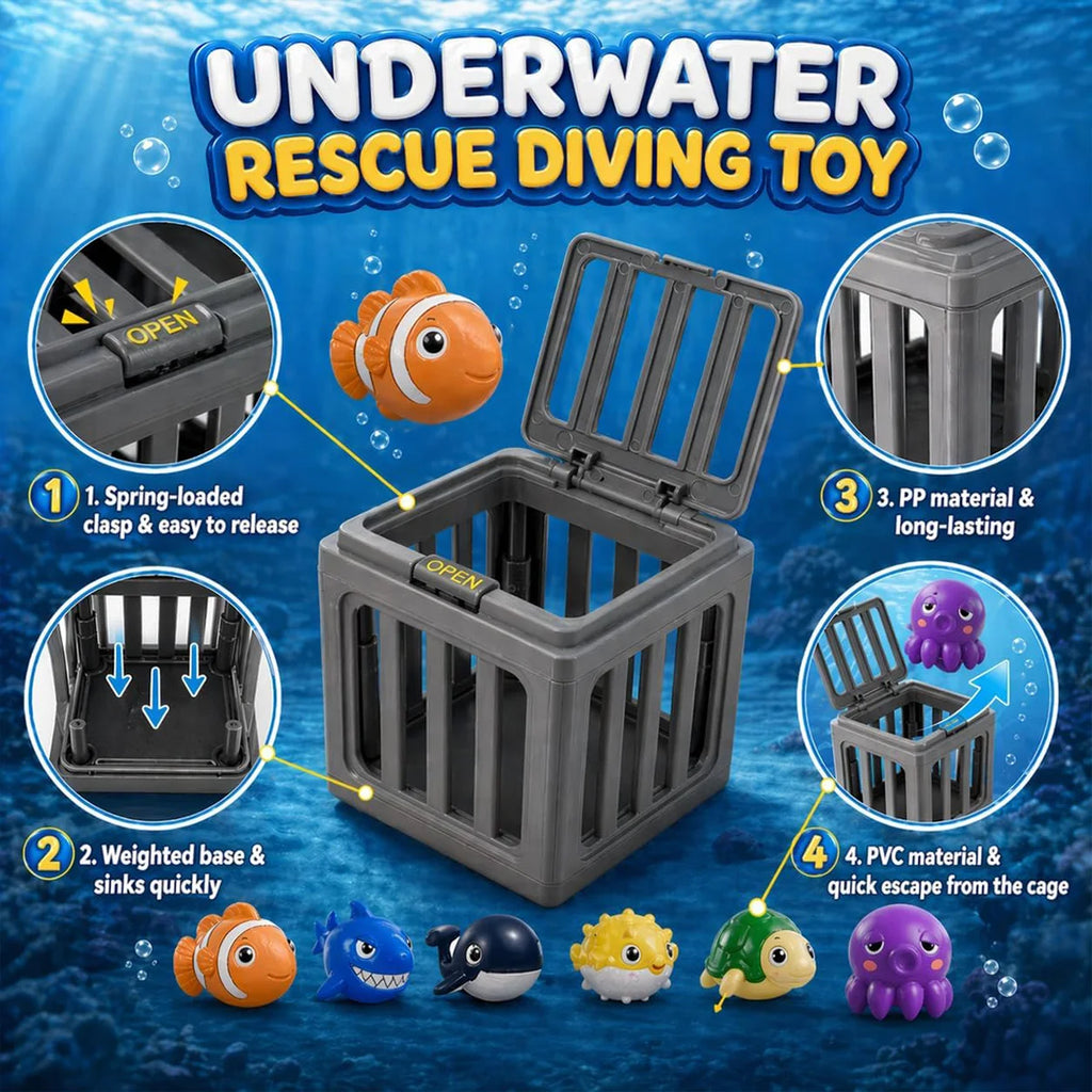 Diving Animal Cage Escape & Rescue Mission Pool Toy