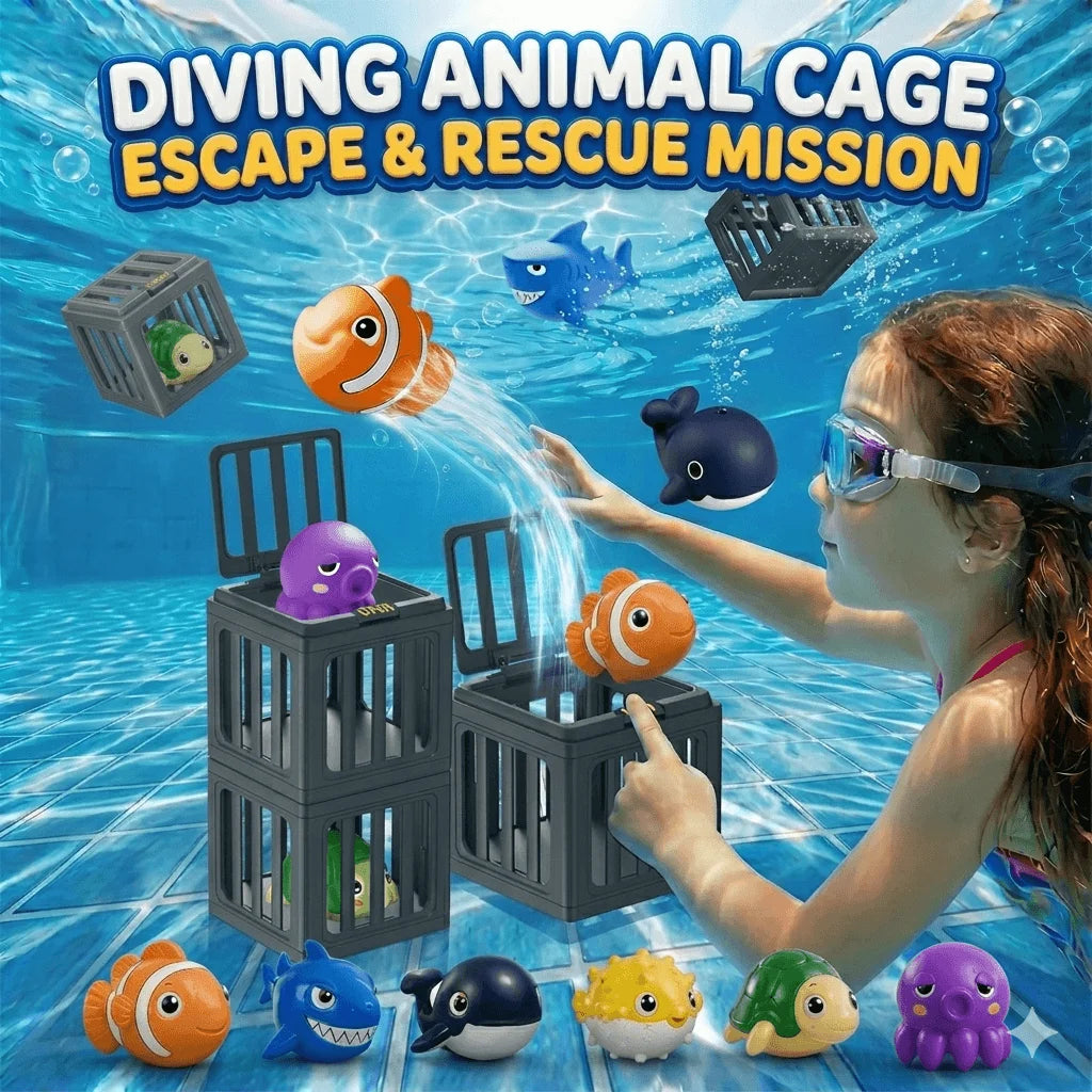 Diving Animal Cage Escape & Rescue Mission Pool Toy