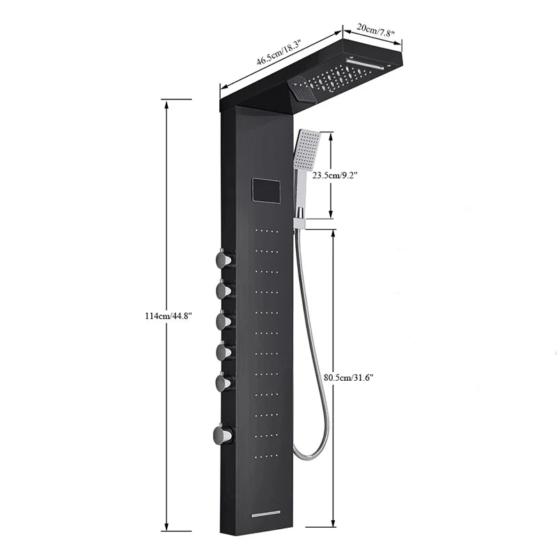 Digital Display Rainfall Shower Faucet Panel | Bathroom SPA Massage Jet System with Bidet Sprayer