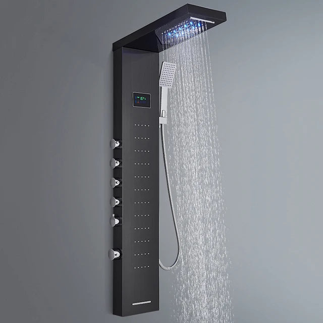 Digital Display Rainfall Shower Faucet Panel | Bathroom SPA Massage Jet System with Bidet Sprayer