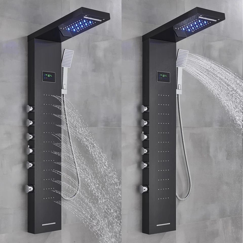 Digital Display Rainfall Shower Faucet Panel | Bathroom SPA Massage Jet System with Bidet Sprayer