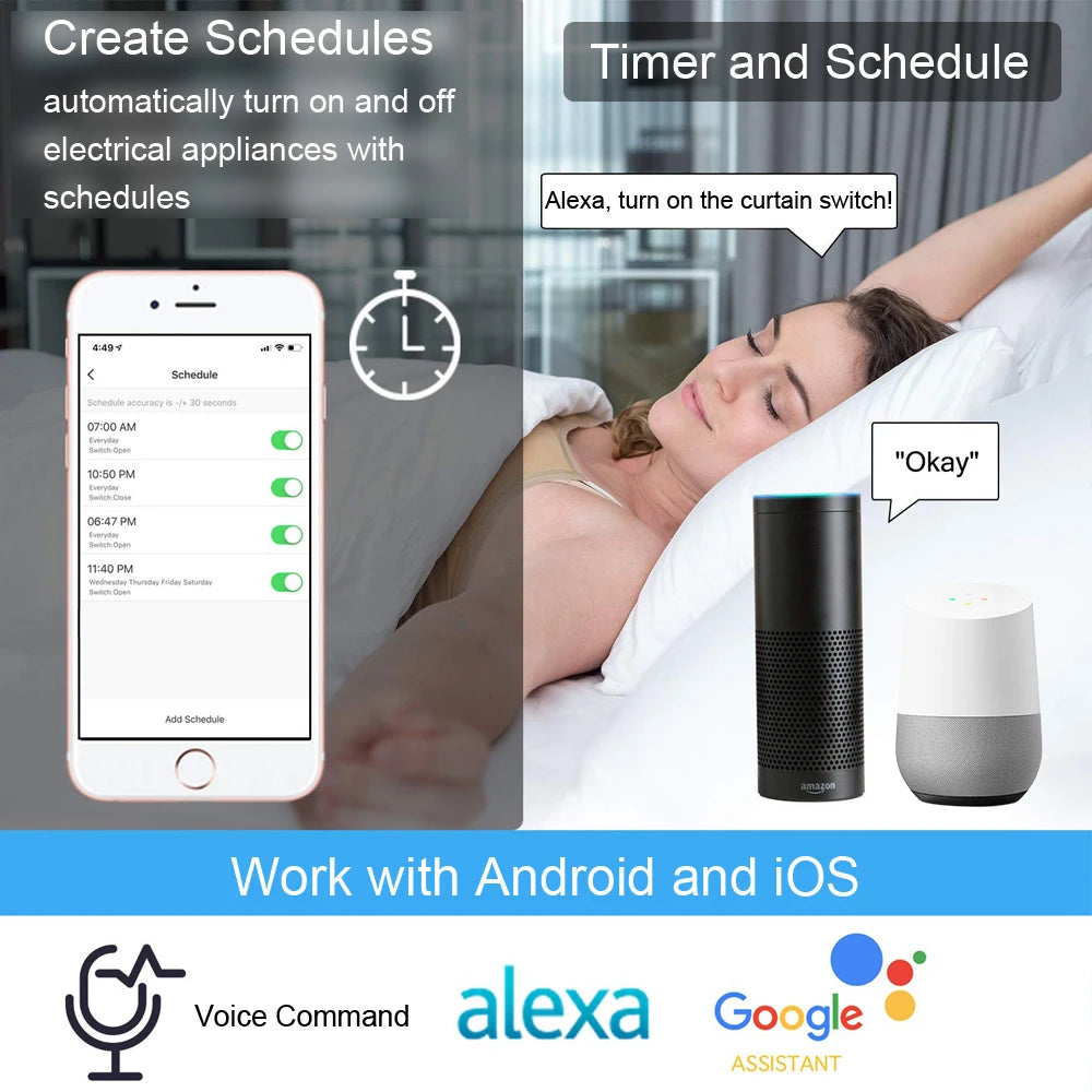 Tuya Smart Life WiFi Curtain Switch | Touch Wall Panel for Electric Blinds & Roller Shutters