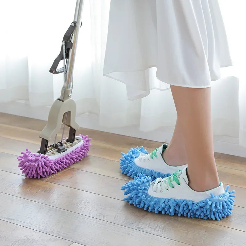 Premium Chenille Dust Mop Slippers Multi-Function Lazy Shoe Covers (2-Piece Set)