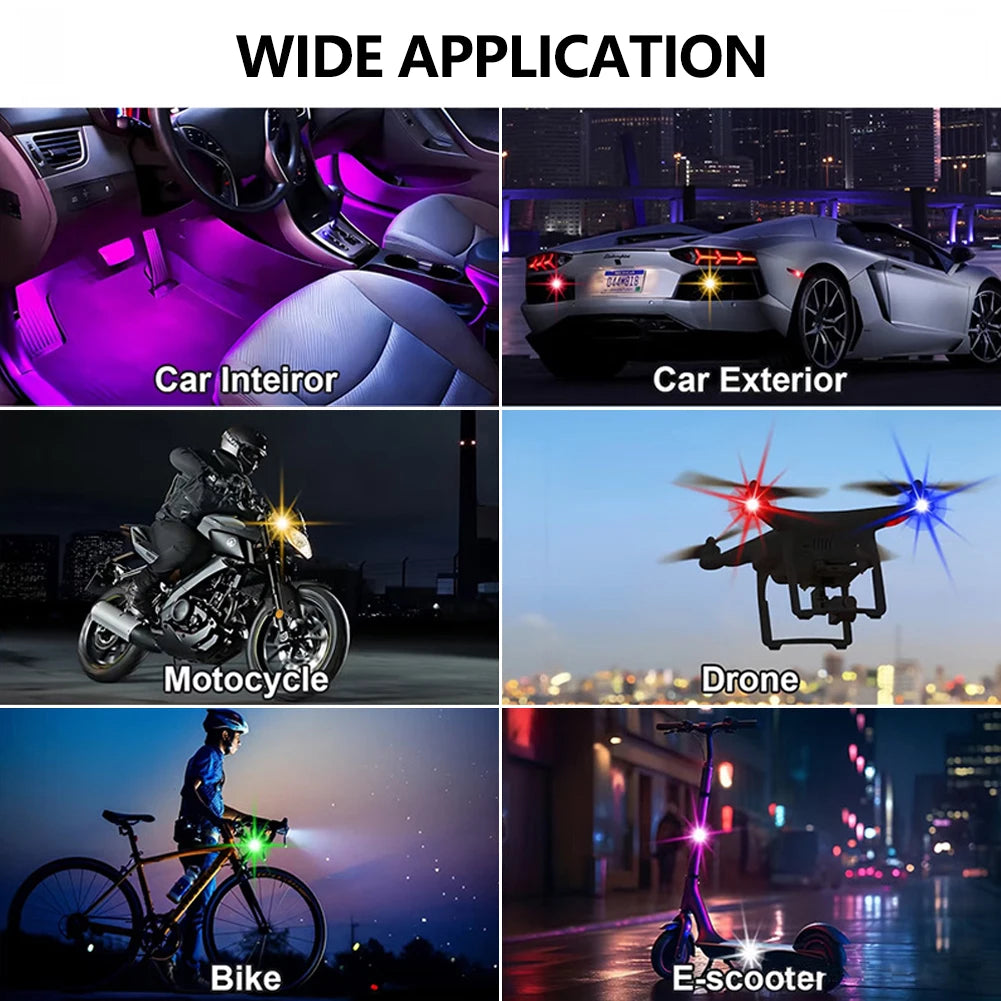 Wireless Remote Control 4LED Strobe Lights Waterproof USB Rechargeable Warning Lamp Set