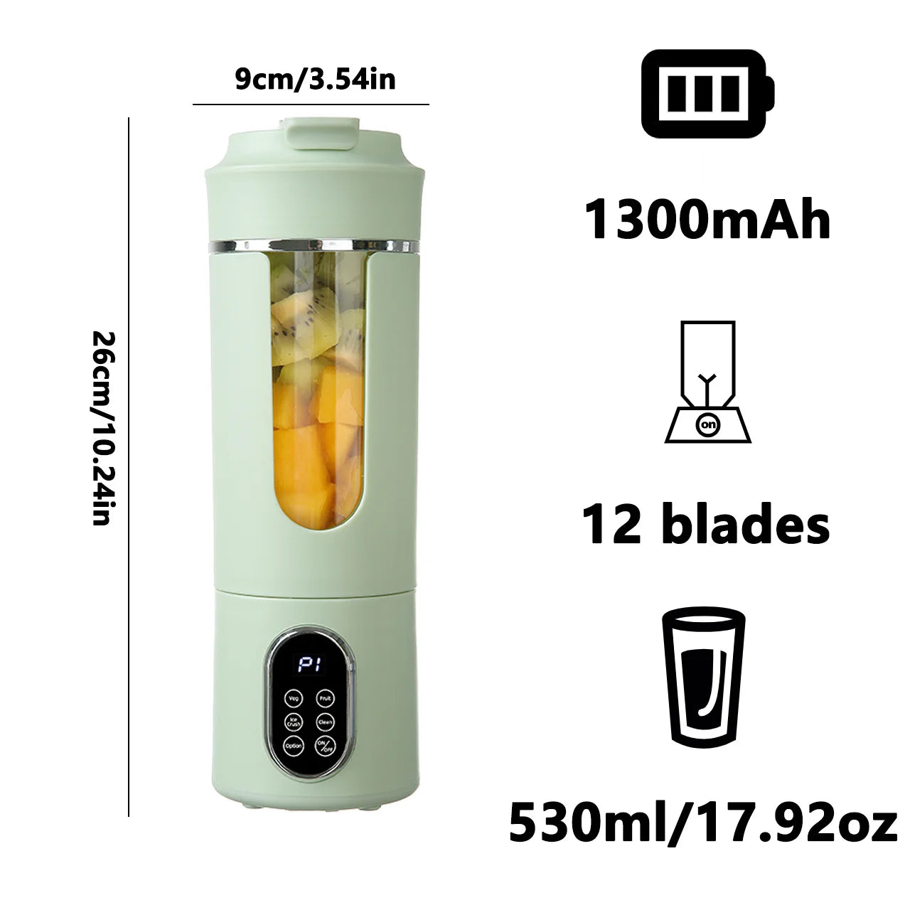 New 530ml Portable Juicer Wireless USB Charging Crushed Ice Electric Blender