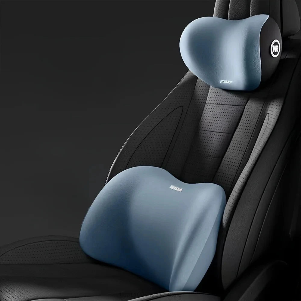 Ergonomic Memory Foam Car Seat Cushion Lumbar Support and Comfort Headrest Set