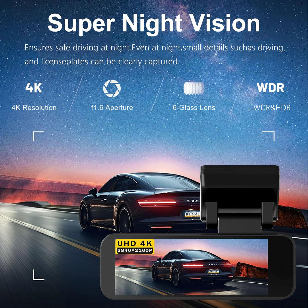 Maxtoss Ultra HD 4K Dual Camera Portable Car DVR | WiFi Dash Cam with ADAS & GPS Tracking