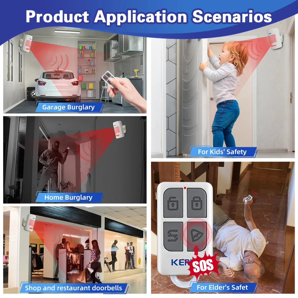 KERUI HW19 PIR Motion Sensor Detector Alarm | Wireless Security Chime & Remote Control System