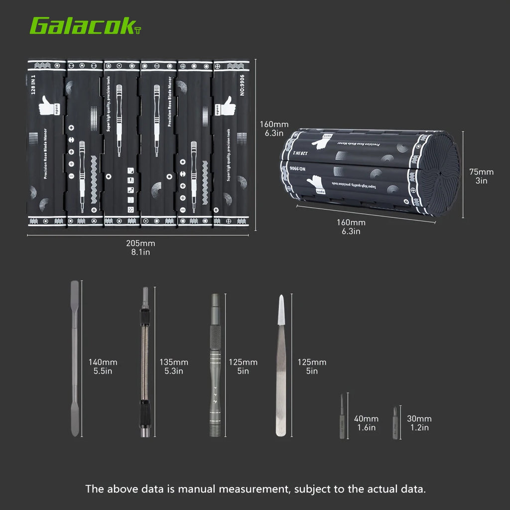 Galacok 128-in-1 Multi-Function Precision Screwdriver Set | Professional Magnetic S2 Steel Manual Repair Tool Kit