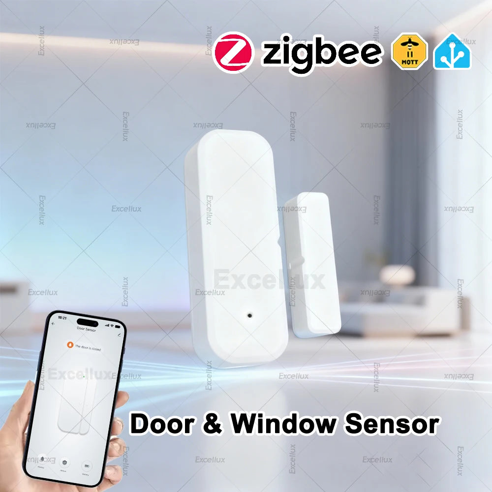 Zigbee Door Window Sensor | Wireless Magnetic Contact Detector for Smart Home Security & Z2MQTT