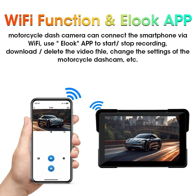 Jansite 5"/7" Motorcycle CarPlay & Android Auto GPS Monitor – IPX7 Waterproof DVR