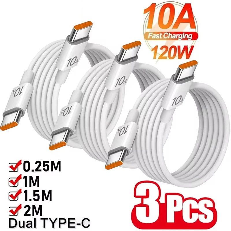 120W Super Fast Charging USB-C to USB-C Cable (10A) – High-Speed Data & Charging