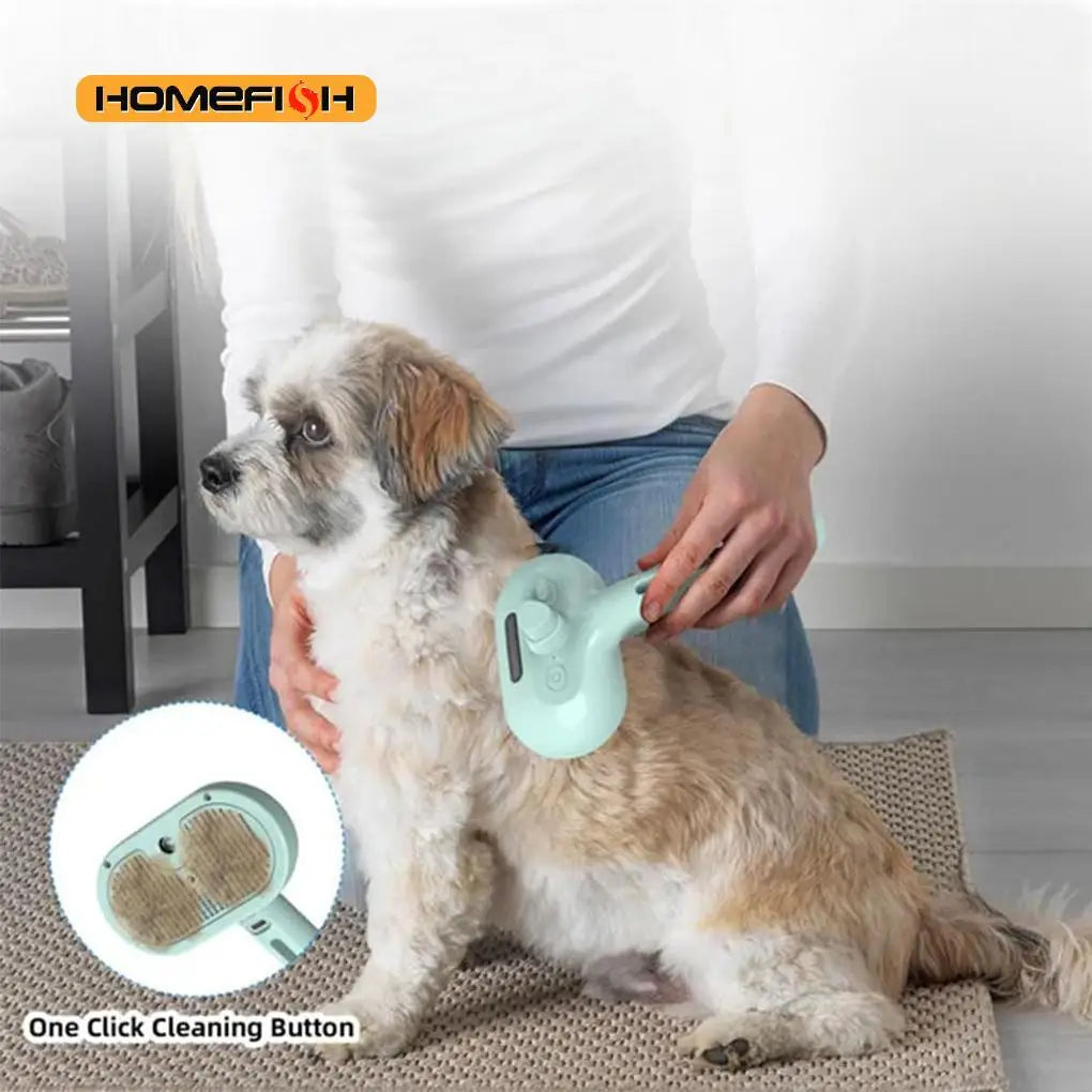 Steam Spray Dog Grooming Brush Luxury Pet Brush – 3-in-1 Grooming Tool