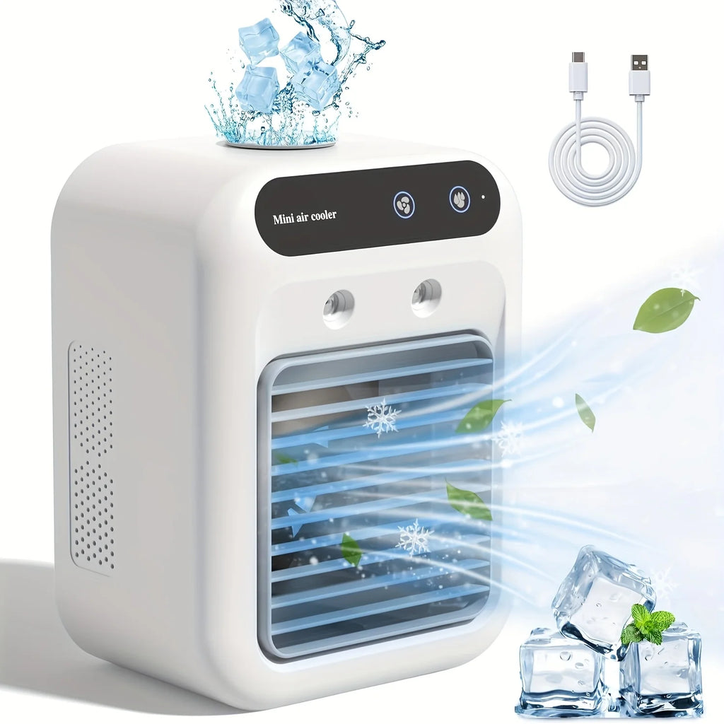 USB Desktop Mini Air Cooler Fan | Portable Personal Cooling Device with Water Tank & 1800mAh Battery