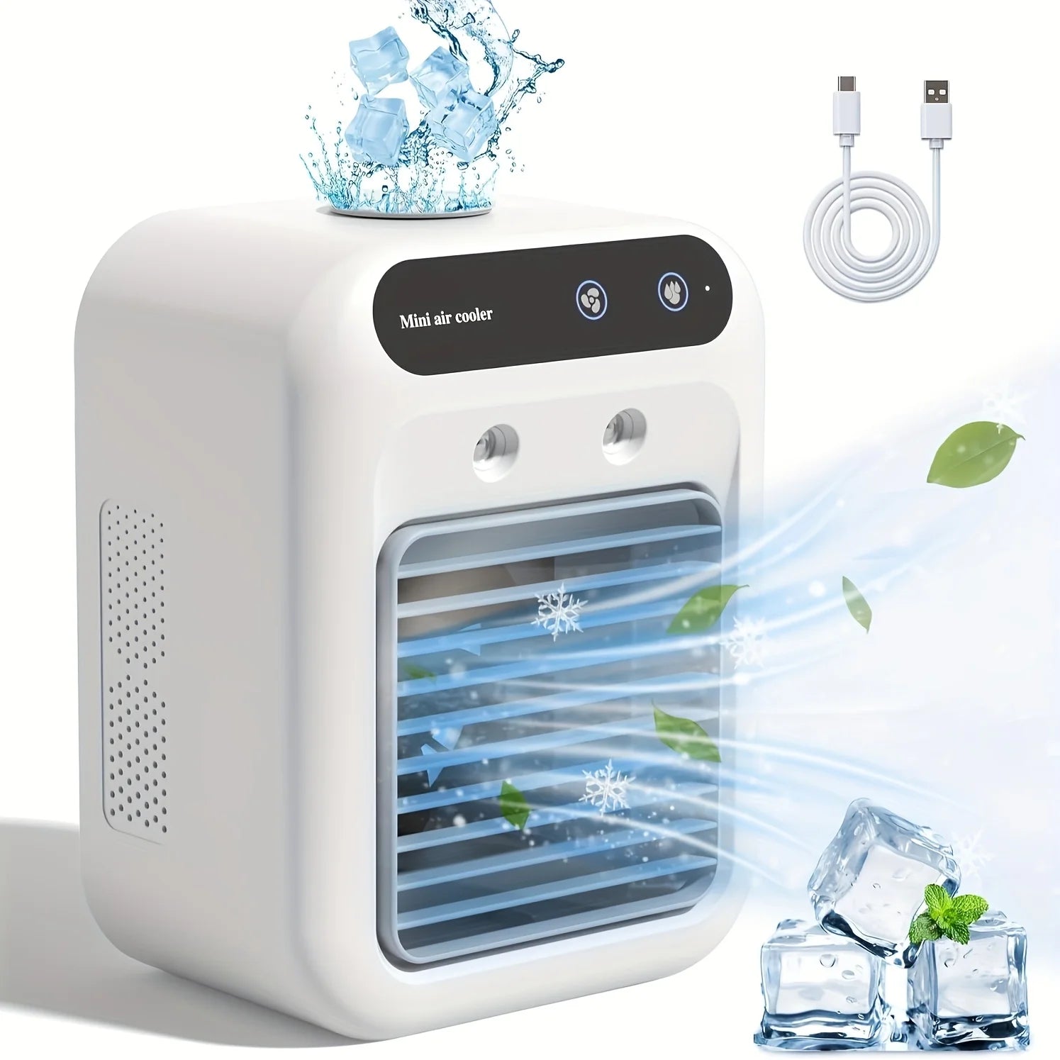 USB Desktop Mini Air Cooler Fan | Portable Personal Cooling Device with Water Tank & 1800mAh Battery