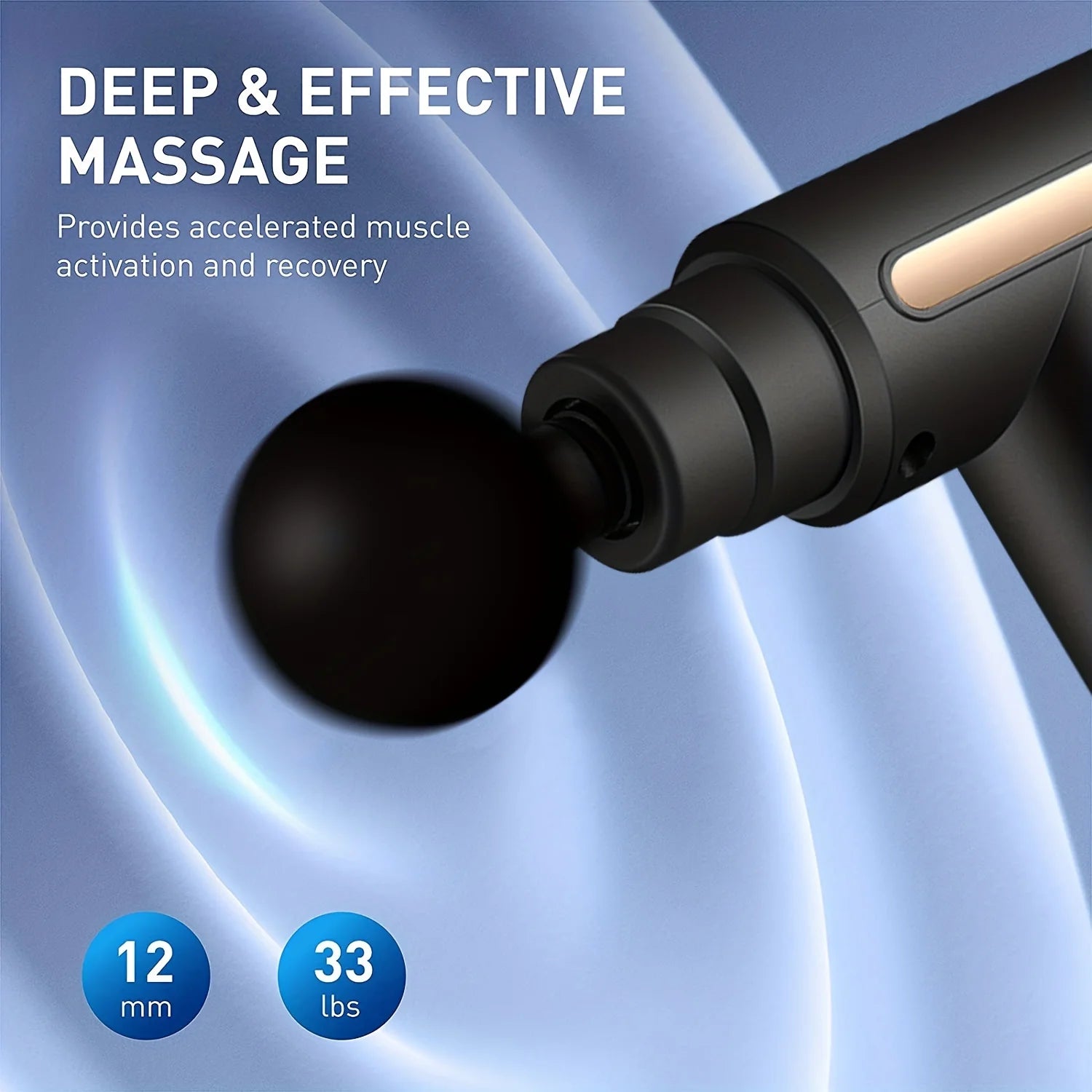 Portable Electric Massage Gun – LED Touch & 4 Interchangeable Heads