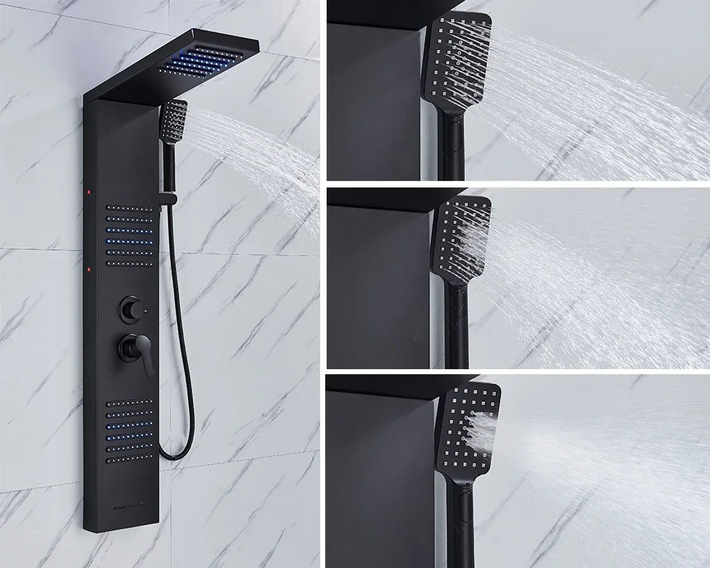 Digital Display Rainfall Shower Faucet Panel | Bathroom SPA Massage Jet System with Bidet Sprayer