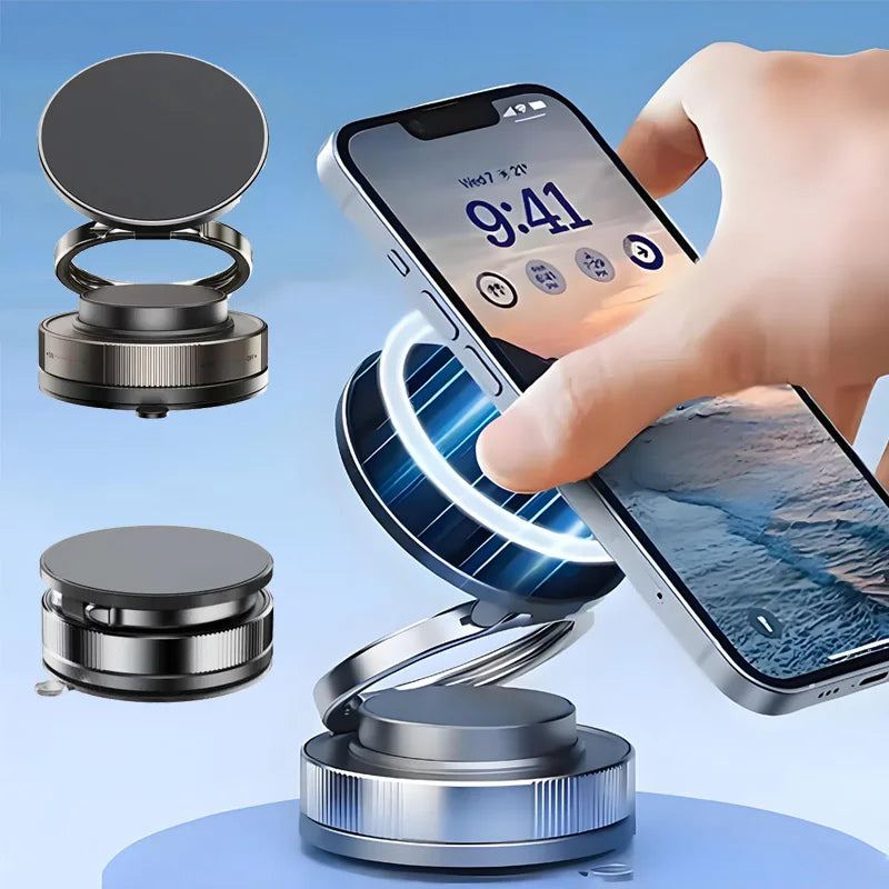 Vacuum Magnetic Car Phone Mount 360° Rotating Suction Cup Navigation Bracket