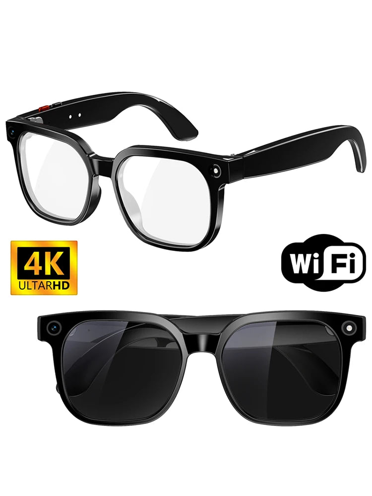 Lenovo 4K 8MP Smart Glasses | HD Camera, ChatGPT Integration, Language Translation, Wi-Fi & Bluetooth Audio Eyewear for Men and Women