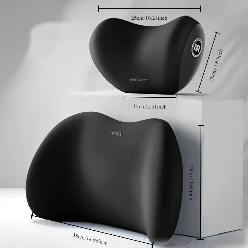 Ergonomic Memory Foam Car Seat Cushion Lumbar Support and Comfort Headrest Set