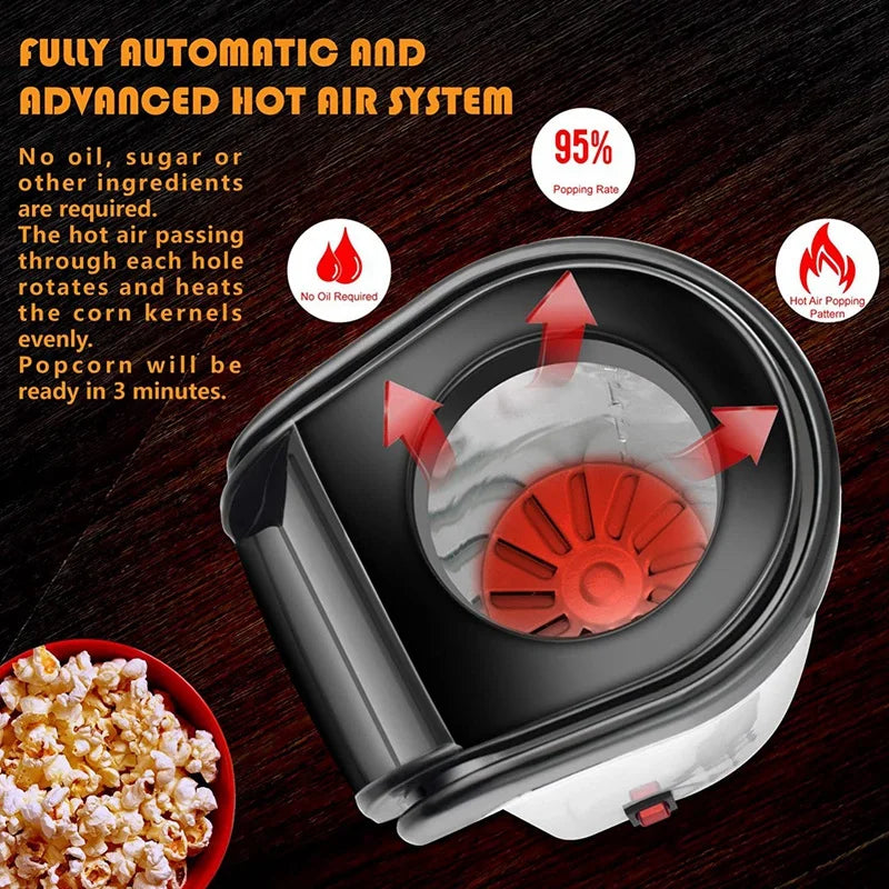 Home Electric Corn Popcorn Maker | Automatic Mini Hot Air Popcorn Machine for Kitchen
