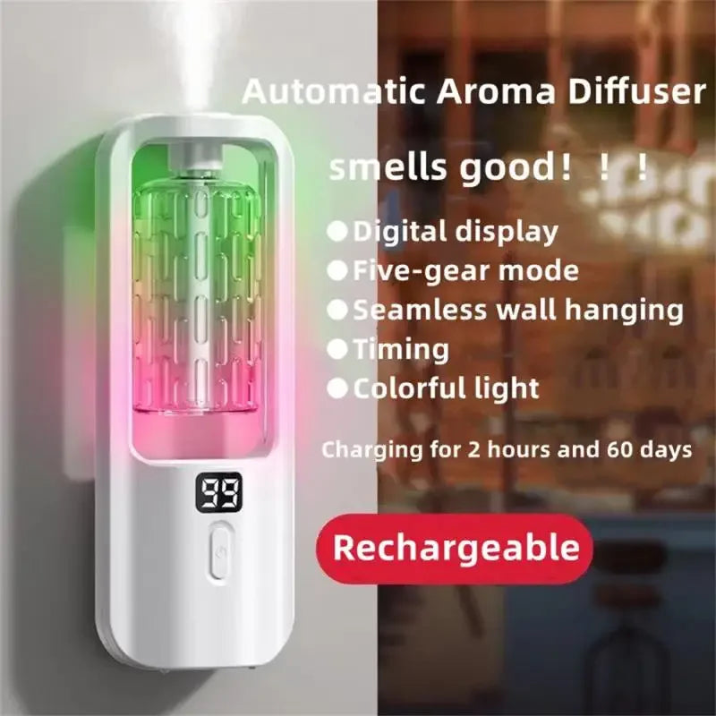 Smart Fragrance Aromatherapy Machine | Wall-Mounted & Desktop Automatic Diffuser with Colorful Night Light
