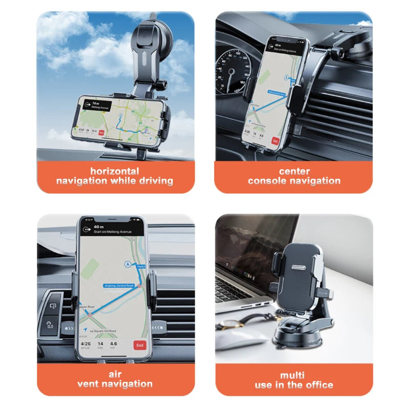 SEAMETAL Universal Car Dashboard Phone Holder | Adjustable Long Arm Suction Cup GPS Bracket
