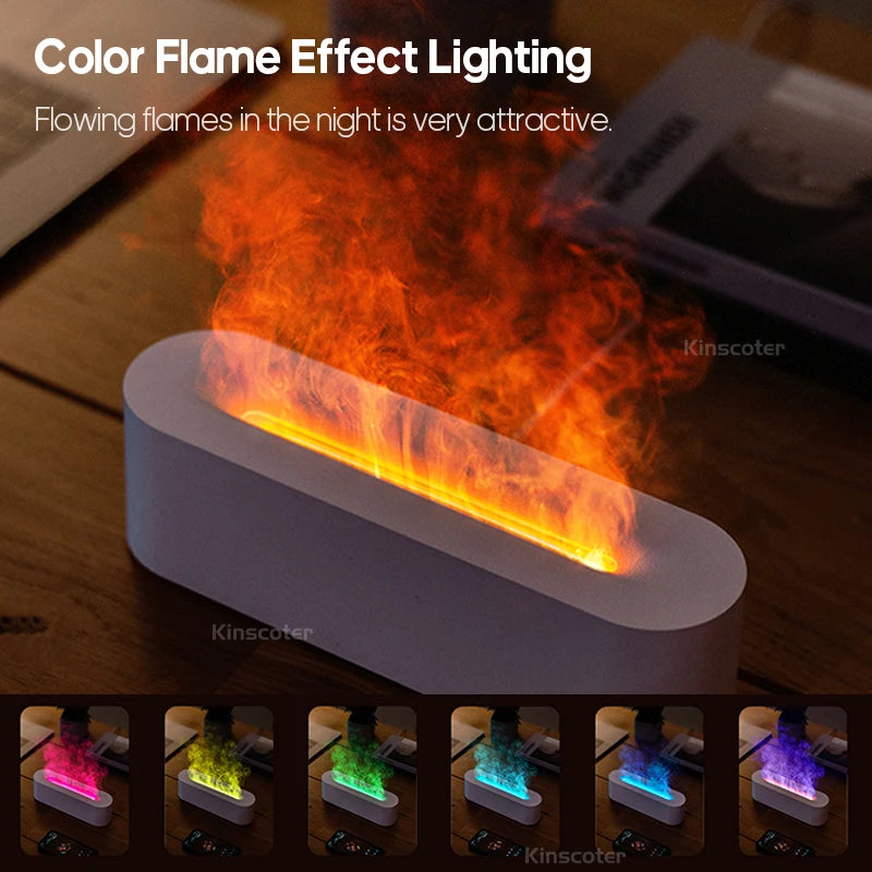 KINSCOTER Flame Essential Oil Aroma Diffuser | Ultrasonic Cool Mist Air Humidifier with RGB Realistic Fire Light
