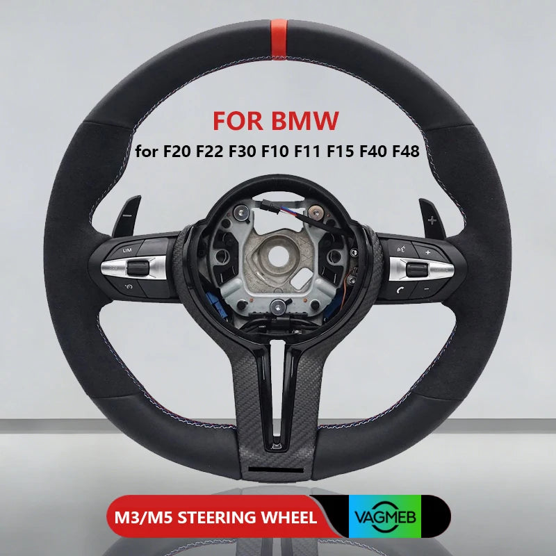 M Sports Carbon Fiber Steering Wheel with Yellow Stripe – Performance Modification for BMW