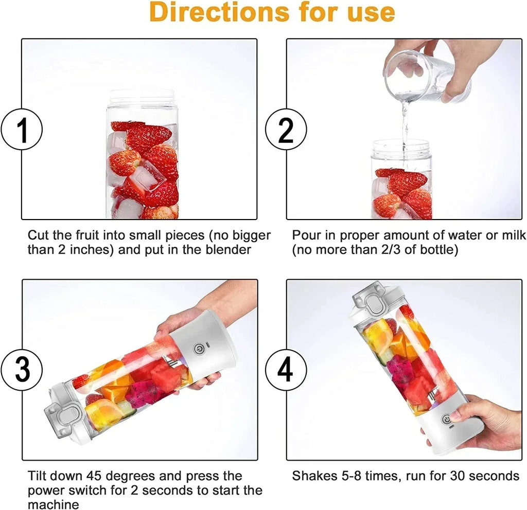 Portable Electric Juicer Blender | USB Rechargeable 600ML Household Fruit Mixer