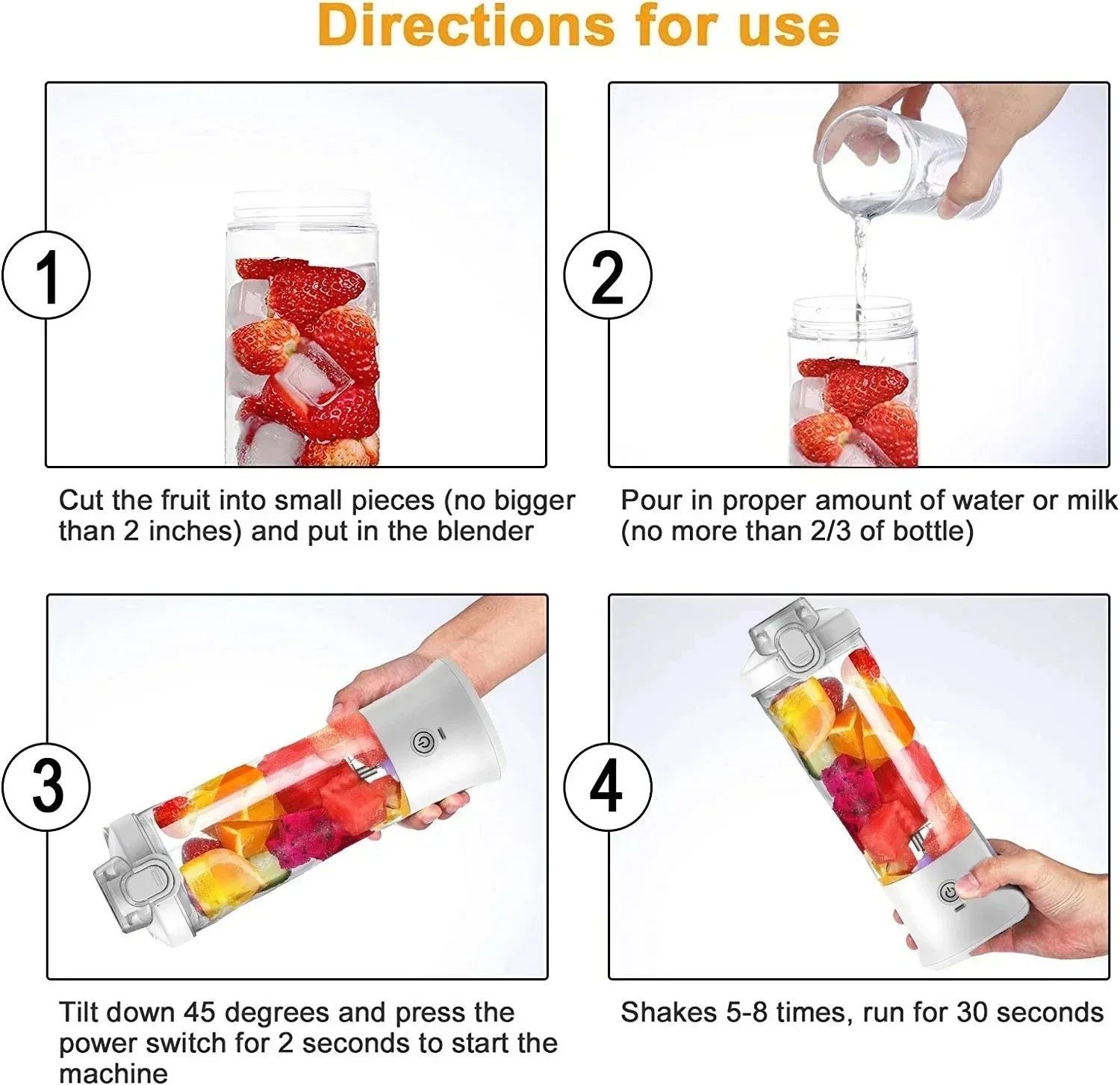 Portable Electric Juicer Blender | USB Rechargeable 600ML Household Fruit Mixer