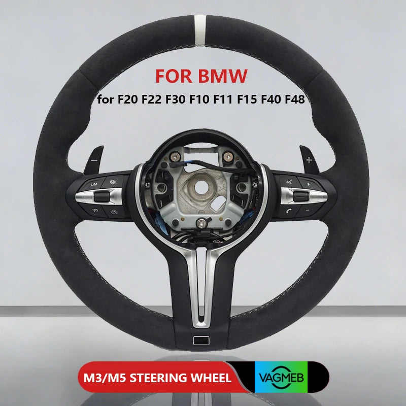 M Sports Carbon Fiber Steering Wheel with Yellow Stripe – Performance Modification for BMW