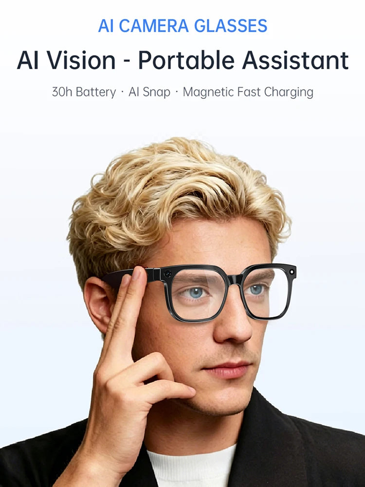 Lenovo 4K 8MP Smart Glasses | HD Camera, ChatGPT Integration, Language Translation, Wi-Fi & Bluetooth Audio Eyewear for Men and Women