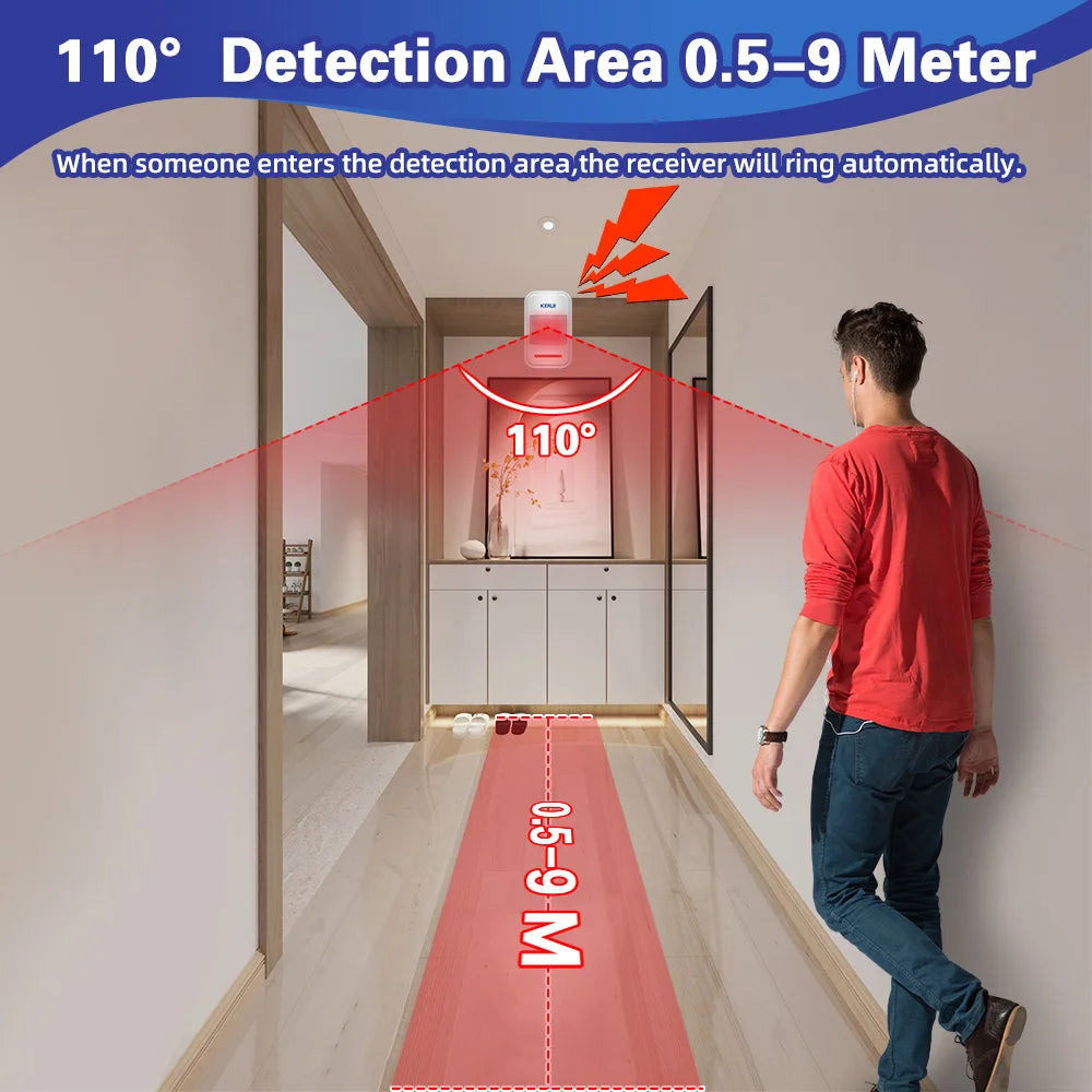 KERUI HW19 PIR Motion Sensor Detector Alarm | Wireless Security Chime & Remote Control System