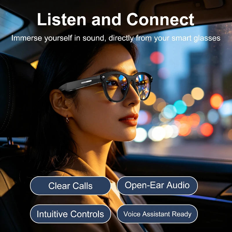 Lenovo Photochromic AI Smart Glasses | Wireless Bluetooth Sunglasses with 800W HD Camera & Real-Time Translator