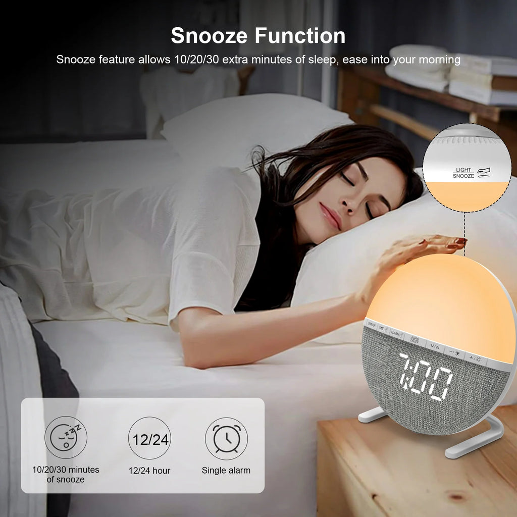 Sunrise Alarm Clock Wake Up Light | Digital Desk Clock with Sunset Simulation & Night Light