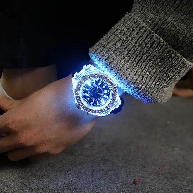 LED Luminous Silicone Watch | Stylish Unisex & Kids Wristwatch with Arabic Numerals and Flash Light Effect