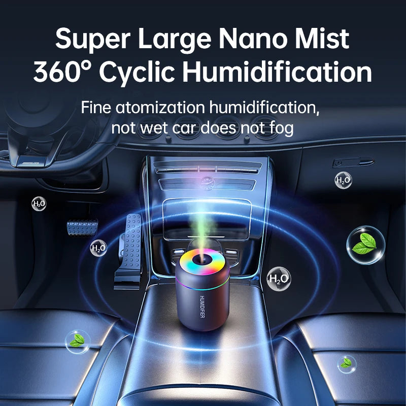 180ml Mini Air Humidifier | USB Portable Essential Oil Diffuser with RGB Atmosphere Light for Car & Bedroom