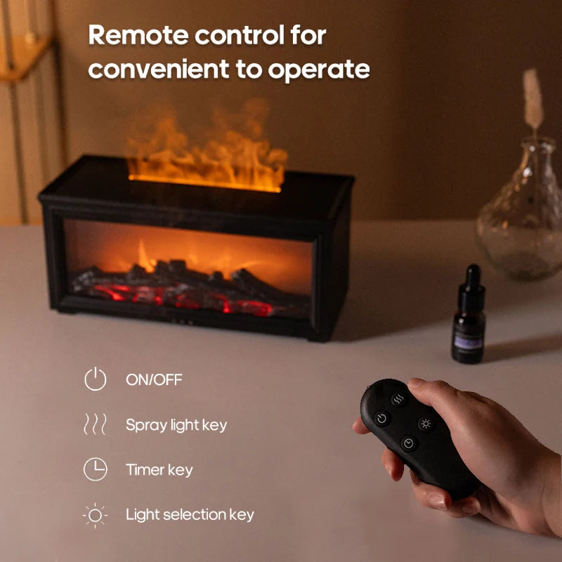 Kinscoter Colorful Flame Mini Fireplace Diffuser | Simulated Fireplace Aroma Diffuser & Ultrasonic Air Humidifier with Remote Control