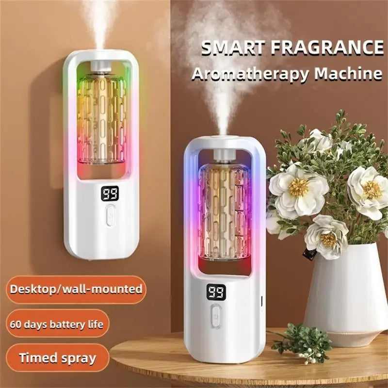 Smart Fragrance Aromatherapy Machine | Wall-Mounted & Desktop Automatic Diffuser with Colorful Night Light