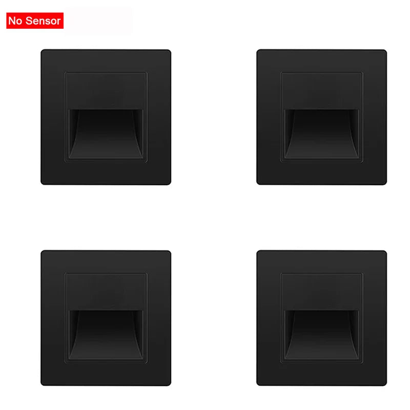 PIR Motion Sensor LED Night Light | Recessed Footlight for Walls & Staircases (AC 110–240V)