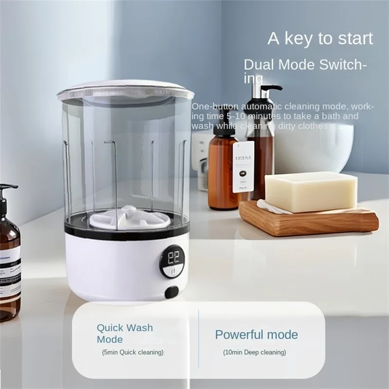 2L Wireless Mini Portable Washing Machine | 2000mAh Rechargeable Desktop Washer Cup for Underwear & Socks