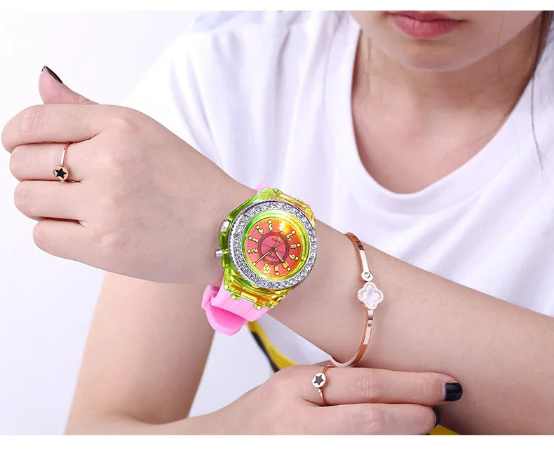 LED Luminous Silicone Watch | Stylish Unisex & Kids Wristwatch with Arabic Numerals and Flash Light Effect