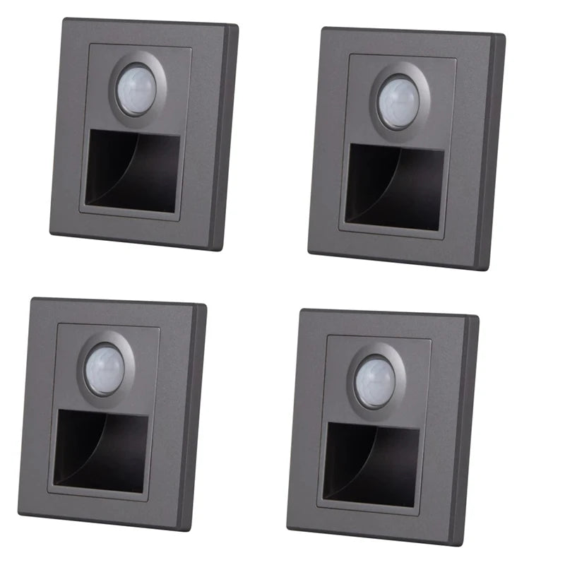 PIR Motion Sensor LED Night Light | Recessed Footlight for Walls & Staircases (AC 110–240V)