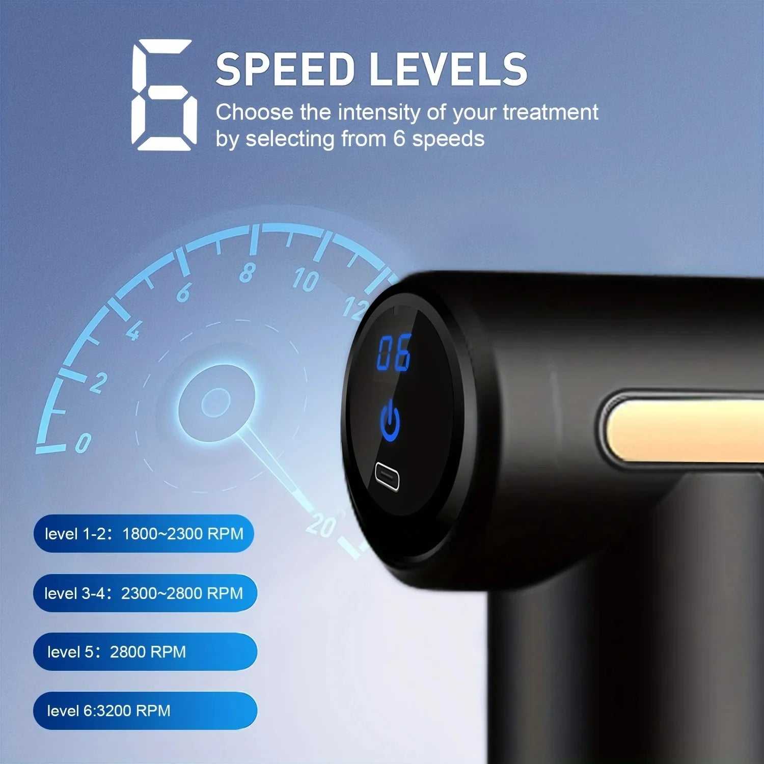 Portable Electric Massage Gun – LED Touch & 4 Interchangeable Heads