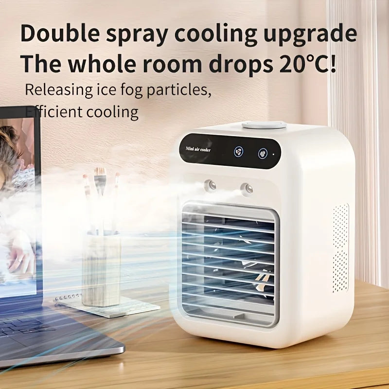 USB Desktop Mini Air Cooler Fan | Portable Personal Cooling Device with Water Tank & 1800mAh Battery