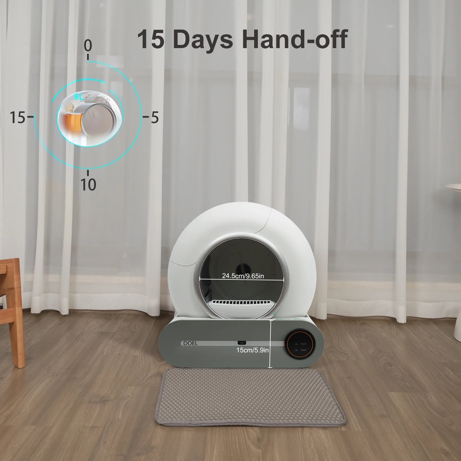 DOEL Self Cleaning Cat Litter Box 65L Automatic Cat Litter Box