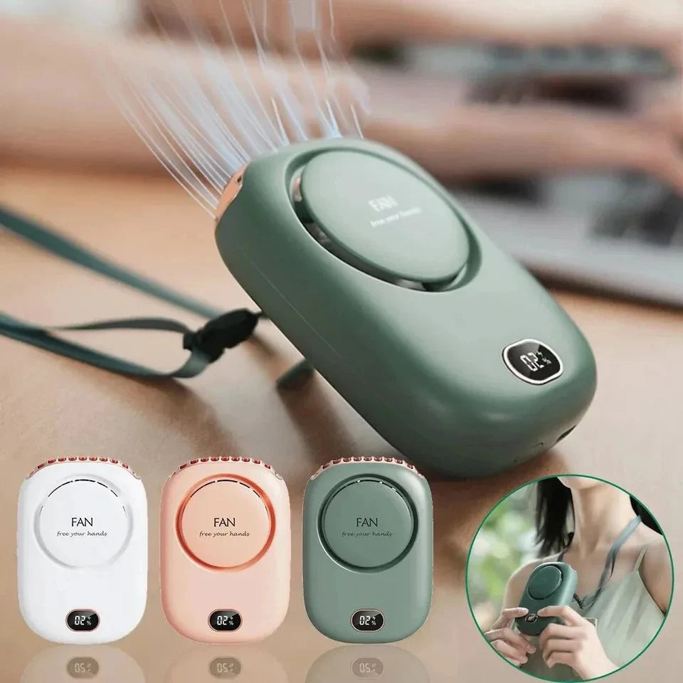 New Mini Portable Fan | Rechargeable Bladeless Turbo Hands-Free Neck & Waist Clip Fan